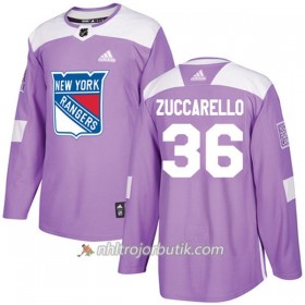Män Ishockey New York Rangers Tröja Mats Zuccarello 36 Adidas 2017-2018 Lila Fights Cancer Practice Authentic